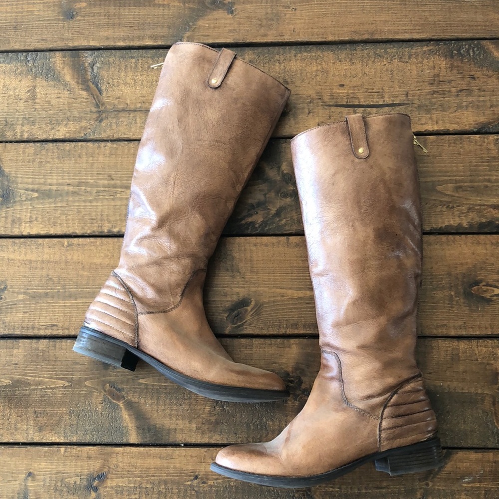 Brown leather boots